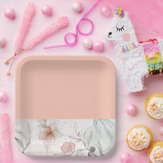 Assiettes En Carton Poser plaque de papier floral (Fête)