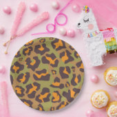 Assiettes En Carton poster de animal de léopard Brown, orange et vert (Fête)