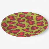 Assiettes En Carton Poster de animal léopard vert rouge et olive (Angle)