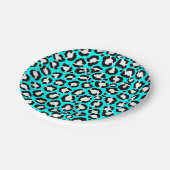 Assiettes En Carton Poster de animal moderne Cyan Blue Leopard (Angle)