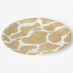 Assiettes En Carton Poster de animal simple blanc or gros points de va
