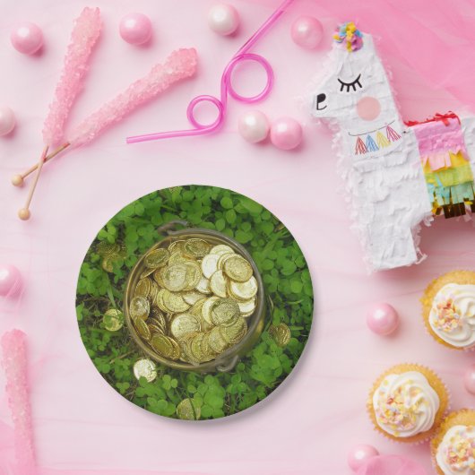 Assiettes En Carton Pot magique d'or avec Shamrocks! (Fête)