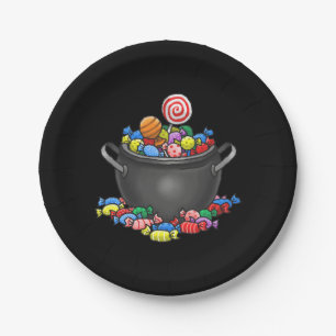 Assiettes En Carton Pot rempli de bonbons pour Trick or Treat