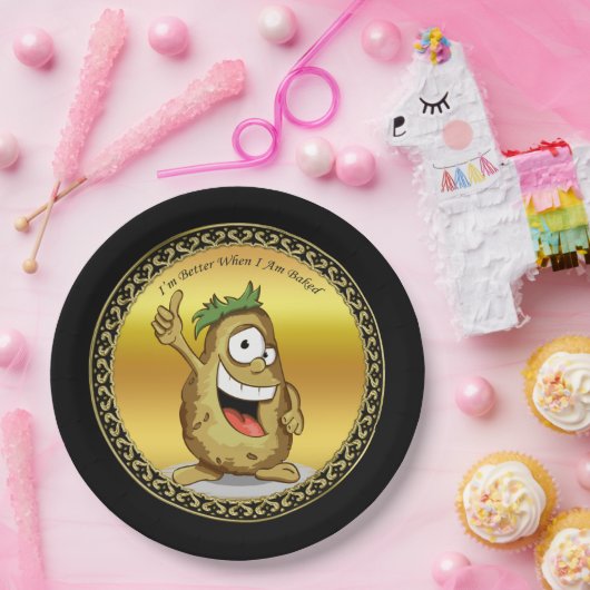 Assiettes En Carton Potates de caractère avec poils verts (Fête)