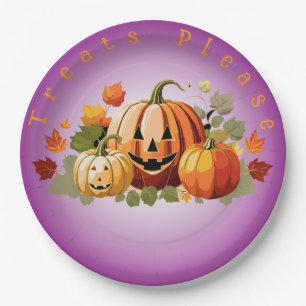 Assiettes En Carton Potiron d'Halloween Personnalisable
