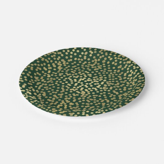 Assiettes En Carton Pots vert foncé et doré Confetti Élégant Glam (Angle)