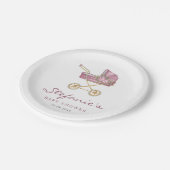 Assiettes En Carton Poubelle rose C'est un Baby shower fille (Angle)