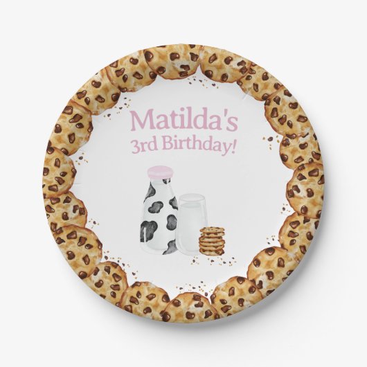 Assiettes En Carton Poudre de lait et de biscuits Table de fête d'anni (Devant)
