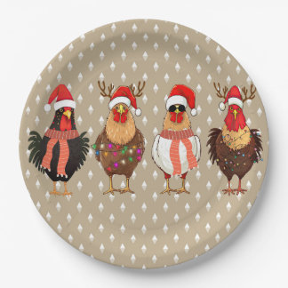 Assiettes En Carton Poulet de Noël avec plaques de papier lumineuses