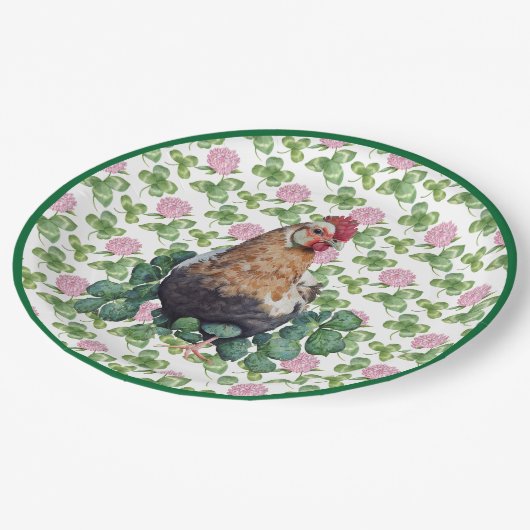 Assiettes En Carton Poulet et Clover mignon | Saint Patrick's Day (Angle)