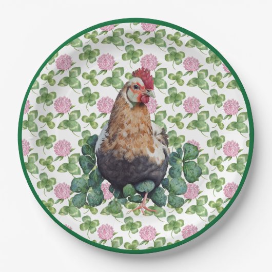 Assiettes En Carton Poulet et Clover mignon | Saint Patrick's Day (Devant)