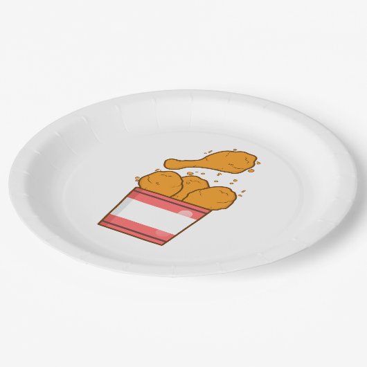 Assiettes En Carton Poulet frit avec seau (Angle)