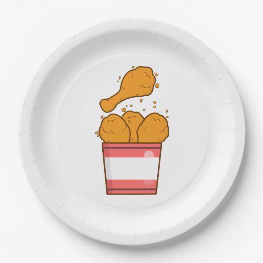 Assiettes En Carton Poulet frit avec seau (Devant)