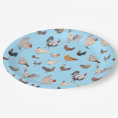 Assiettes En Carton Poulet motif heureux sur bleu (Angle)