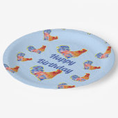 Assiettes En Carton Poulet rouge à coq garçons Joyeux anniversaire (Angle)