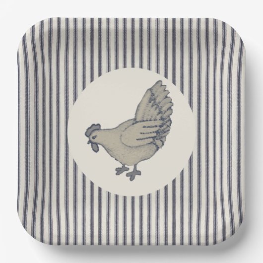 Assiettes En Carton Poulet vintage Et Bouton  (Recto)