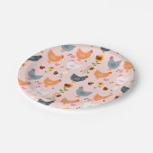 Assiettes En Carton Poulets dans le jardin avec fleurs et insectes (Angle)