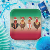 Assiettes En Carton Poulets de Noël avec plaques de papier lumineuses (Fête)