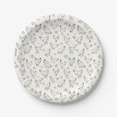 Assiettes En Carton Poulets en encre (Devant)