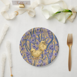 Assiettes En Carton Poulets et hyacinthes jaunes