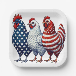 Assiettes En Carton Poulets patriotiques