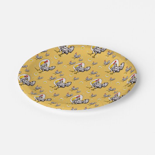 Assiettes En Carton Poulets rétro (Angle)