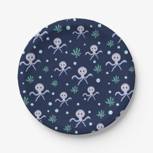 Assiettes En Carton Poulpe sous le motif enfants de la mer