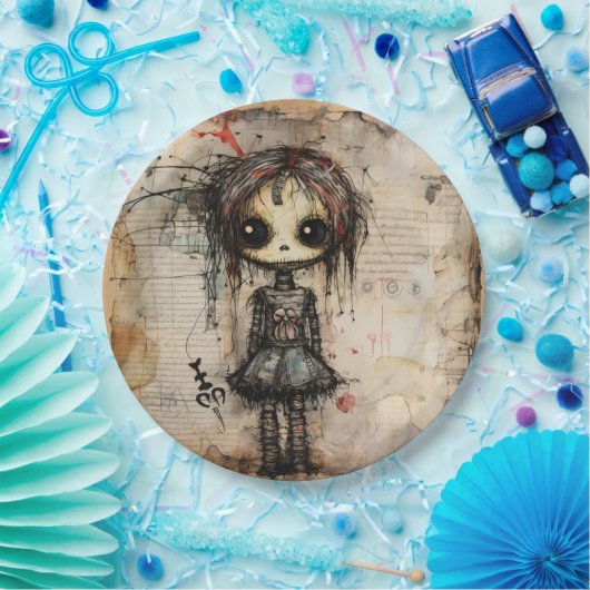 Assiettes En Carton Poupée déplaisante avec fond (Fête)