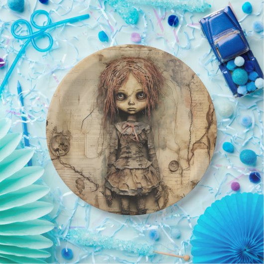 Assiettes En Carton Poupée déplaisante avec poupée rose (Fête)