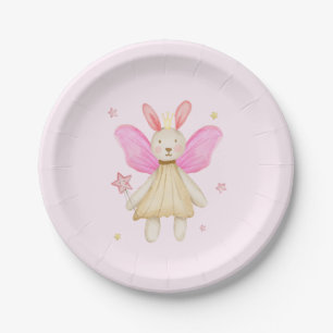 Assiettes En Carton Poupée lapin princesse ailes de fée aquarelle 