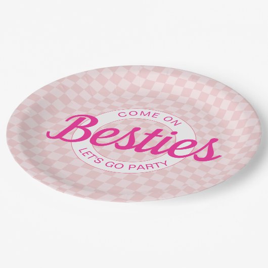 Assiettes En Carton Poupée rose rétro Laissons Aller Fête Anniversaire (Angle)