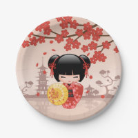 Poupée rouge Sakura Kokeshi - Geisha japonais