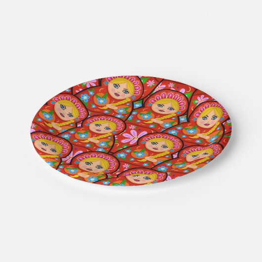 Assiettes En Carton Poupée russe d'emboîtement - Matryoshka (Angle)