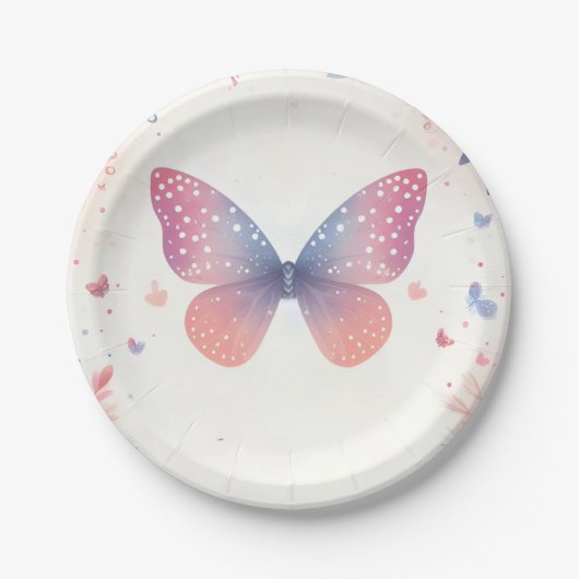 Assiettes En Carton Pour le Baby shower à papillon doux et doux Boho (Devant)