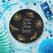 Assiettes En Carton Pour toujours dans nos coeurs Fleurs d'or Funérail (Fête)