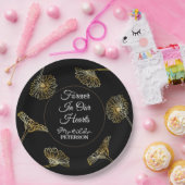 Assiettes En Carton Pour toujours dans nos coeurs Fleurs d'or Funérail (Fête)