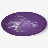 Assiettes En Carton Pourpre de Paris de fête d'anniversaire de (Angle)