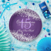 Assiettes En Carton Pourpre de scintillement de vague de fête (Fête)