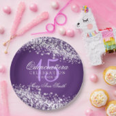 Assiettes En Carton Pourpre de scintillement de vague de fête (Fête)