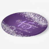 Assiettes En Carton Pourpre de scintillement de vague de fête (Angle)