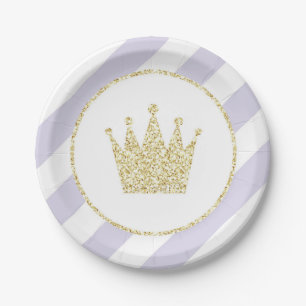 Assiettes En Carton Pourpre et princesse Crown Party Plates d'or