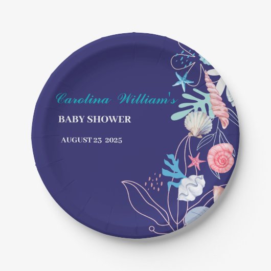 Assiettes En Carton Pourpre un peu perle sous le baby shower marin (Devant)