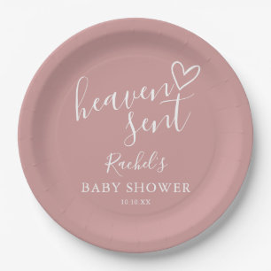 Assiettes En Carton Poussière de rose rose ciel envoyée pour Fille Bab