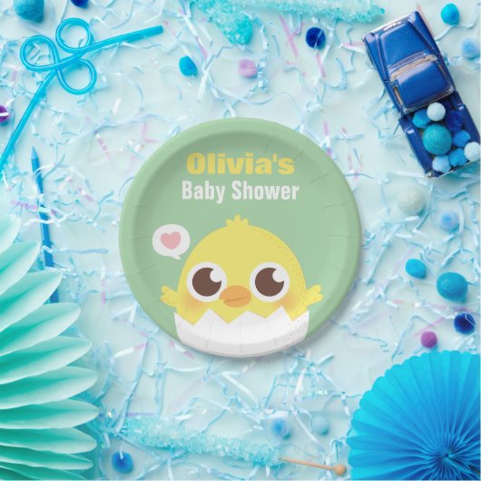Assiettes En Carton Poussin mignon de bébé environ pour hacher des (Fête)