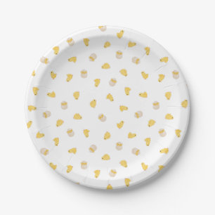 Assiettes En Carton Poussins Ditsy (Blanc) - Motif Pâques mignon