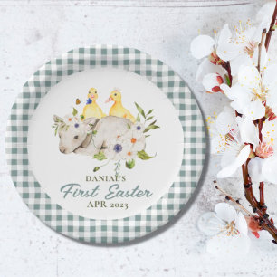 Assiettes En Carton Poussins Plaid Petit Agneau Ma première Pâques