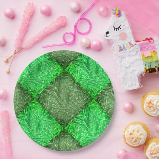 Assiettes En Carton Prato verde falsa grama ou folhas de coqueiro (Fête)