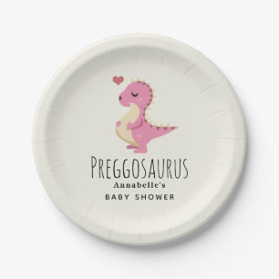 Assiettes En Carton Preggosaurus Cute Dinosaur Baby shower fille