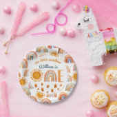 Assiettes En Carton Premier anniversaire aquarelle soleil et arc-en-ci (Fête)