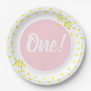 Assiettes En Carton Premier Anniversaire Cute Confetti et Ballons Coeu